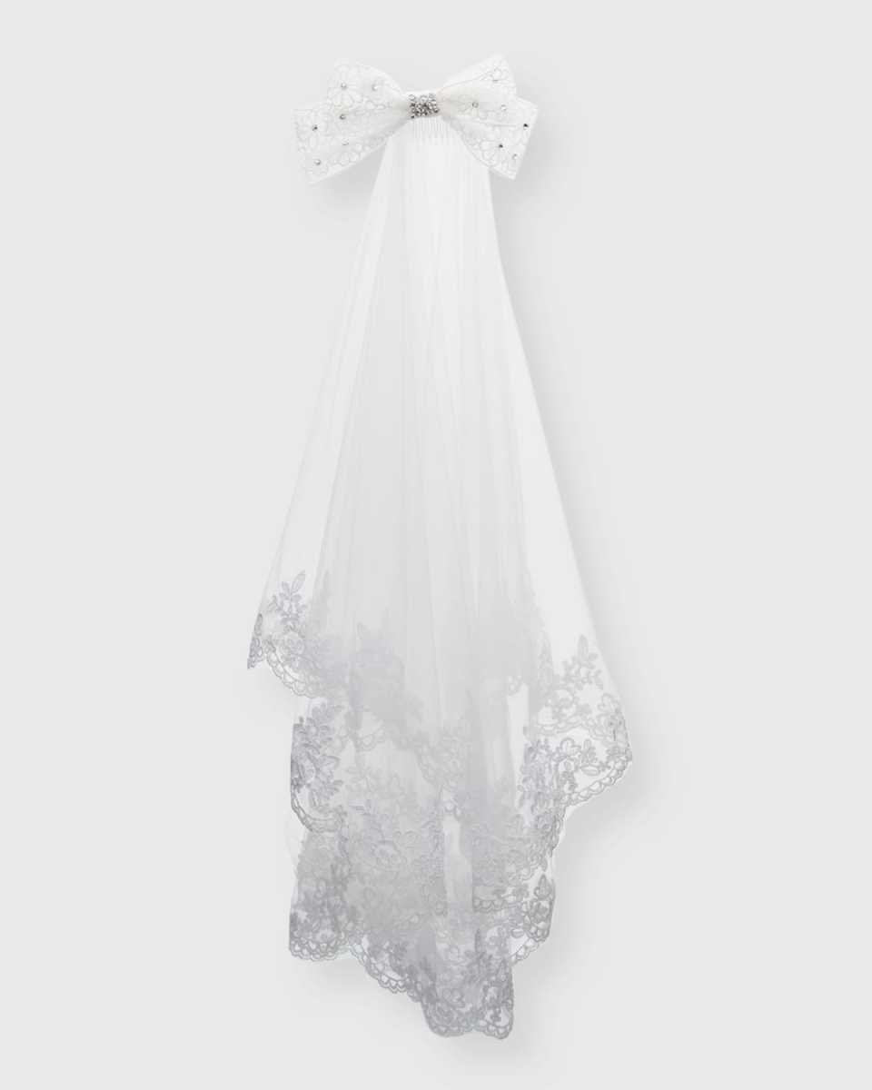 Girl's Lace Bow Tiara Headband with Veil